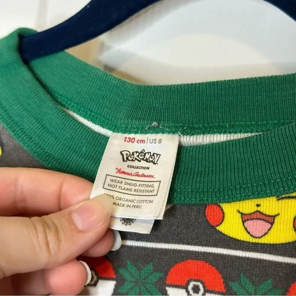 Hanna Andersson X Pokémon Pikachu Pokéball Christmas Fair Isle Long John PJ Set
